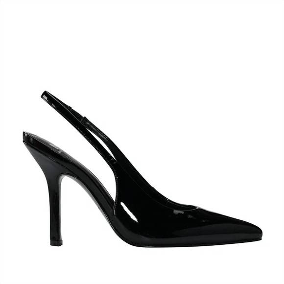 NEW MARC FISHER women's emalyn patent slingback pump shoe in black - Picture 2 of 3